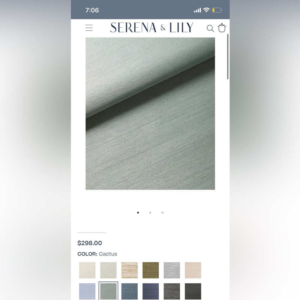 SERENA AND LILY NWT CACTUS GRASSCLOTH WALLPAPER DOUBLE ROLL